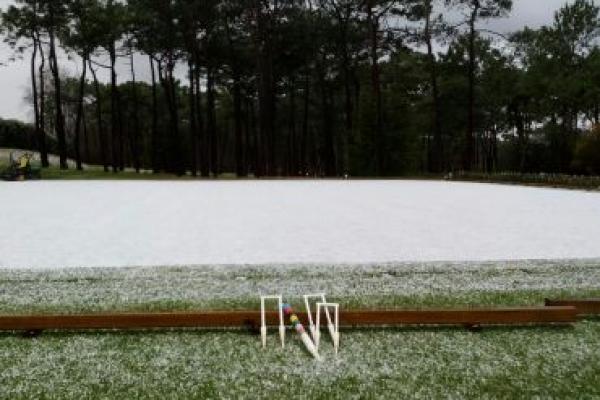 Snow covered croquet court in Neguri Real Sociedad de Golf